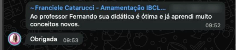 Depoimento — Franciele: sua didática é ótima e já aprendi muito