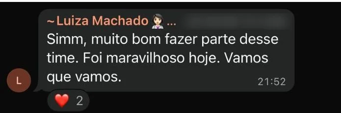 Depoimento — Luiza: muito bom fazer parte desse time